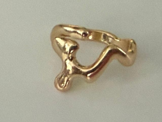 Gold Tone Abstract Open Bypass Adjustable Ring Size 8