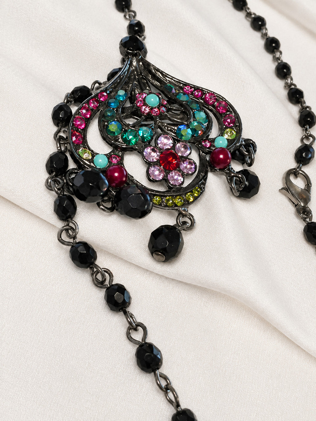 tiara misu rhinestone necklace and brooch