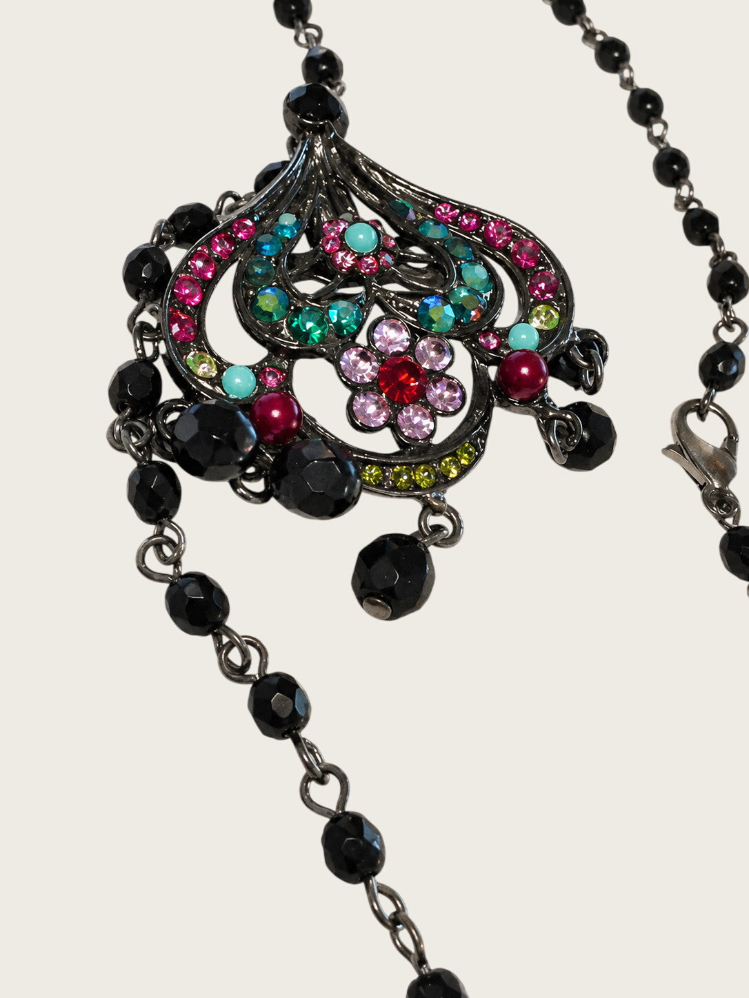 tiara misu rhinestone necklace and brooch