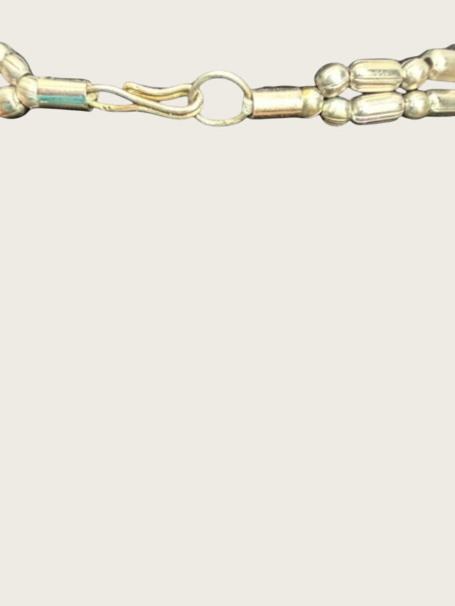 Vtg Egyptian revival tribal statement Bib necklace silver tone beads