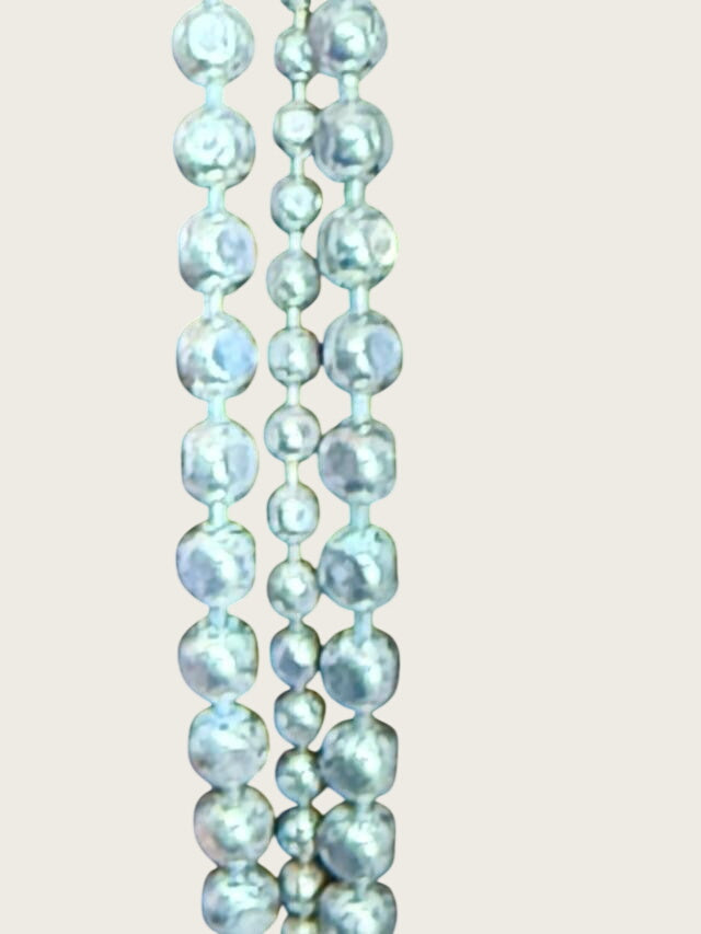 48 inch sliver bead necklac tripple strand