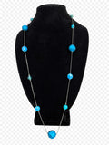 35 INCH SILVER NECKLACE WITH BLUE BEADS
