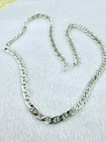 GS Signed Silver Tone Flat Geometric Link Chain Necklace 23 Inch