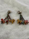 Animal Beaded/Metal Dangle Drop 3"Clip Back Boho Earrings