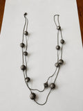23” Antiqued Silver Tone Double Strand Embossed Bead Station Necklace  Condition