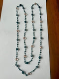 36” Black Gray Blush Pink Beaded Station Necklace No Clasp Opera Length  Conditi