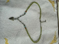 Signed © LV Peridot Chip Artisan Heart Pendant Necklace 18 Inch