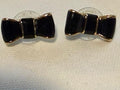 Kate Spade Black Enamel And Goldtone Bow Earrings
