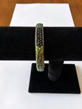 Iridescent Marquise Rhinestone Black Crystal Silver Tone Bangle Bracelet