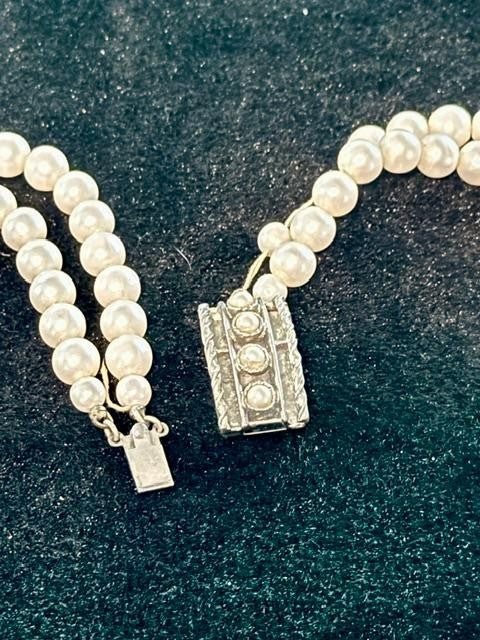 Vintage Sarah Coventry Double Strand Faux Pearl Necklace 22 Inch 8mm Signed