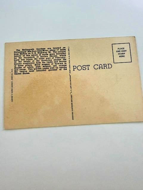 Vintage 1940s Bellingrath Gardens Mobile Alabama Curt Teich Linen Postcard Unuse