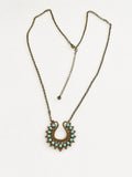Premier Designs Lotus Faux Turquoise Horseshoe Pendant Necklace 34” Boho