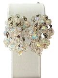 Vintage Laguna AB Crystal Beaded Cluster Clip On Earrings dangle glass