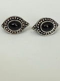 Vintage Set of Black and Silver pierced Earrings Costume Jewelry