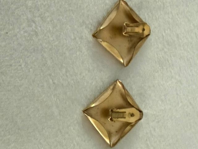 Napier Gold Tone Square Clip On Earrings Vintage Modernist 1.25"