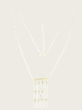 Signed Avon Silver Tone Geometric Rhinestone Fringe Necklace 31"