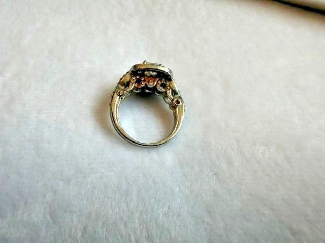 Silver Tone Clear Rhinestone Cushion Halo Split Shank Ring Size 8