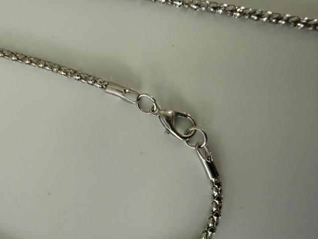 Faux Turquoise Cabochon Filigree Pendant Necklace Silver Tone 25 in