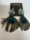 Francesca's Collections peacock feather dangle earrings