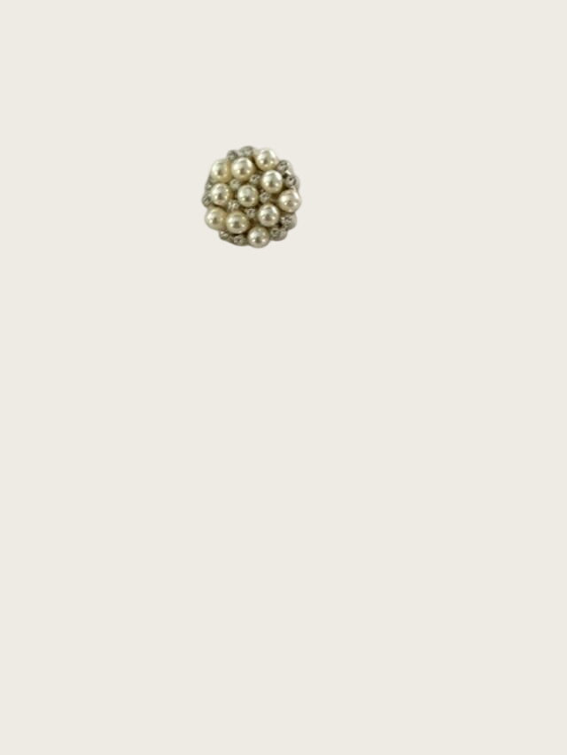 New Never Worn Faux Pearl Rhinestone Cluster Brooch Silver Tone Pin 1 Inch