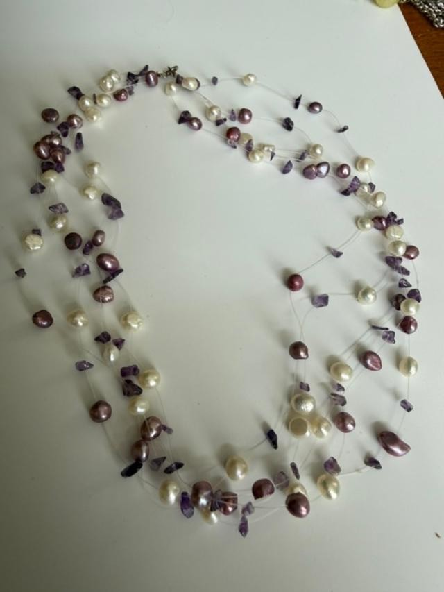 Pastel multi-strand illusion necklace