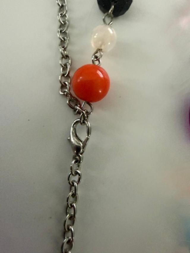 Multicolor Mixed Bead Faux Pearl Long Station Necklace Silver Tone 42"