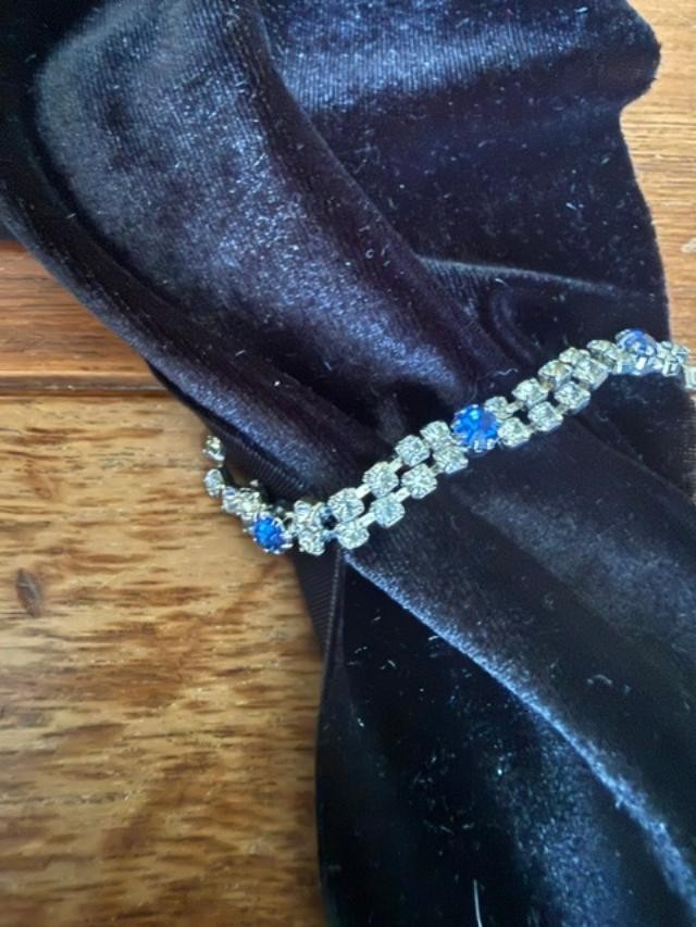 Rhinestone Bracelet with Blue and Clear Stones