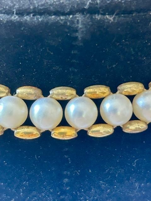 Vintage Faux Pearl Woven Gold Tone Tassel Pendant Necklace 30" Slipover