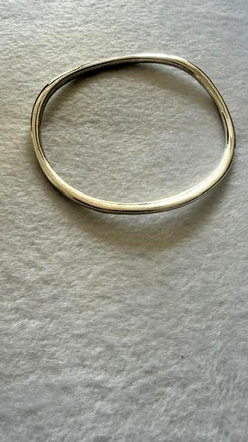 Silver Tone Thin Bangle Bracelet 3-inch diam. Polished Slip on Minimalist