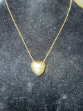 Gold Tone Heart Slider Pendant Necklace Minimalist Modern 17 Inch