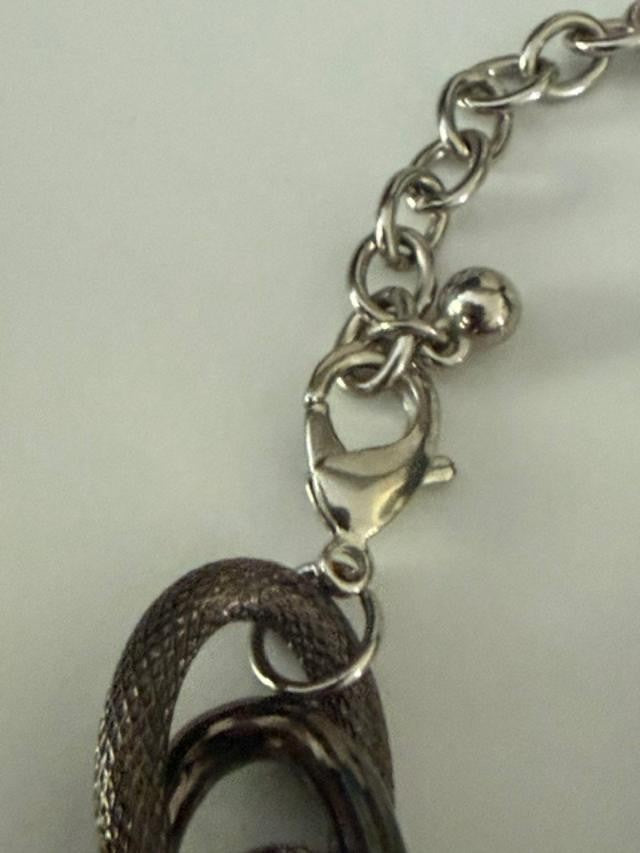 Vintage Silver Tone Chunky Mesh Link Necklace, Alternating Textured Oval Links