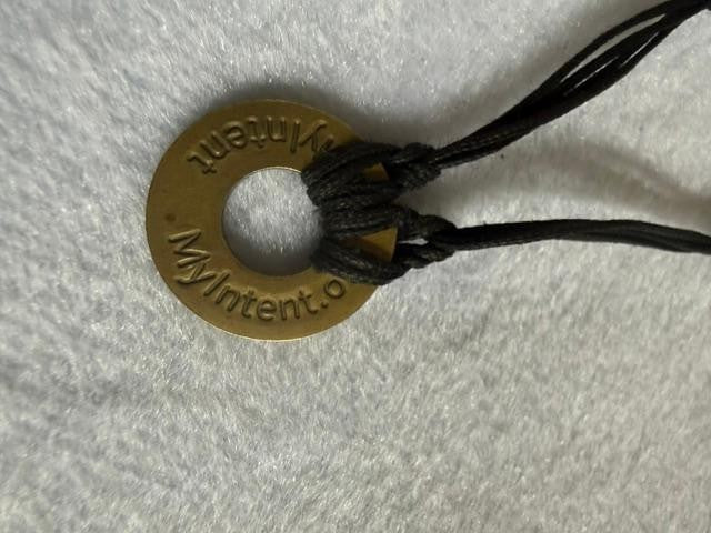 My Intent CARING Bracelet Brass Token Black Cord Adjustable Bracelet