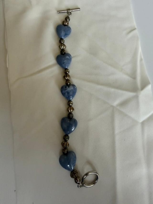 Blue Hearts Link Bracelet