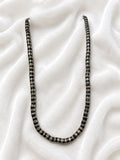 Vintage Hematite Heishi Bead Necklace 30" Gunmetal Silver Tone Boho