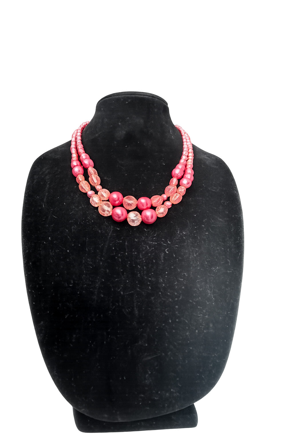 mulistrand pink bead necklace