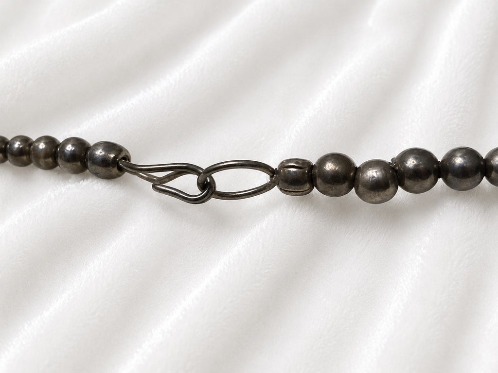 Vintage Hematite Heishi Bead Necklace 30" Gunmetal Silver Tone Boho