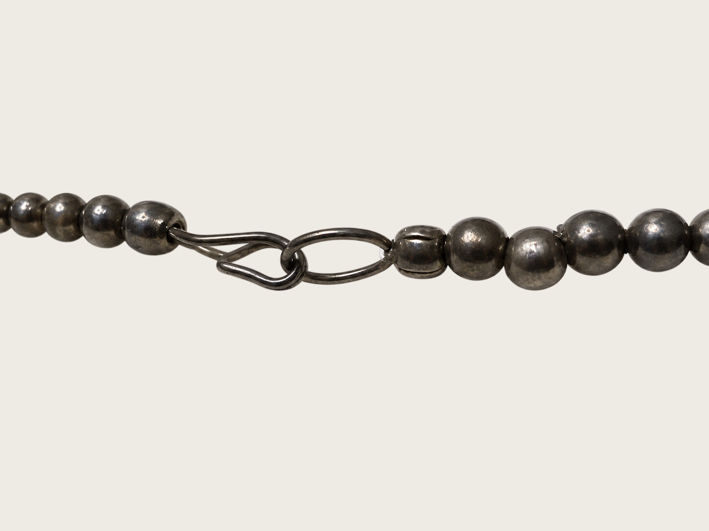 Vintage Hematite Heishi Bead Necklace 30" Gunmetal Silver Tone Boho