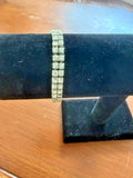 Clear Rhinestone Double Row Stretch Bracelet Silver Tone Tennis Style