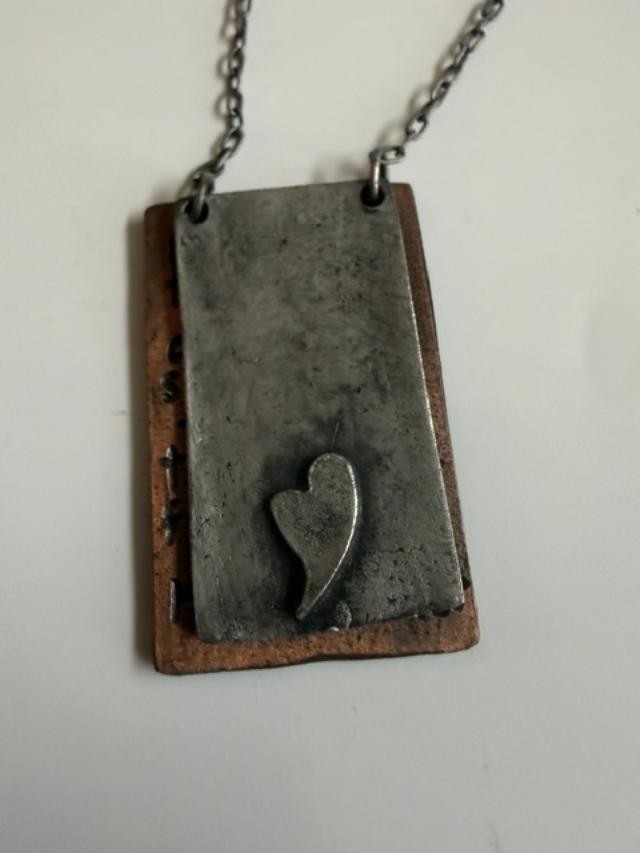 Helen Keller Quote Layered Heart Pendant Necklace Mixed Metal 20"