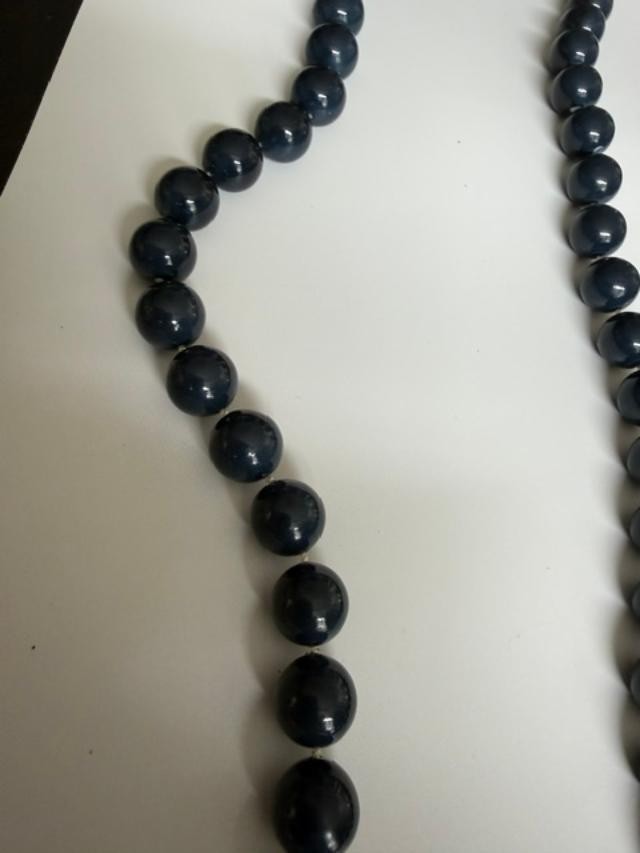 Beaded Necklace deep Navy Blue 56"