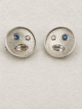 Vintage Sarah Coventry Abstract Face Rhinestone Clip On Earrings Silver Tone