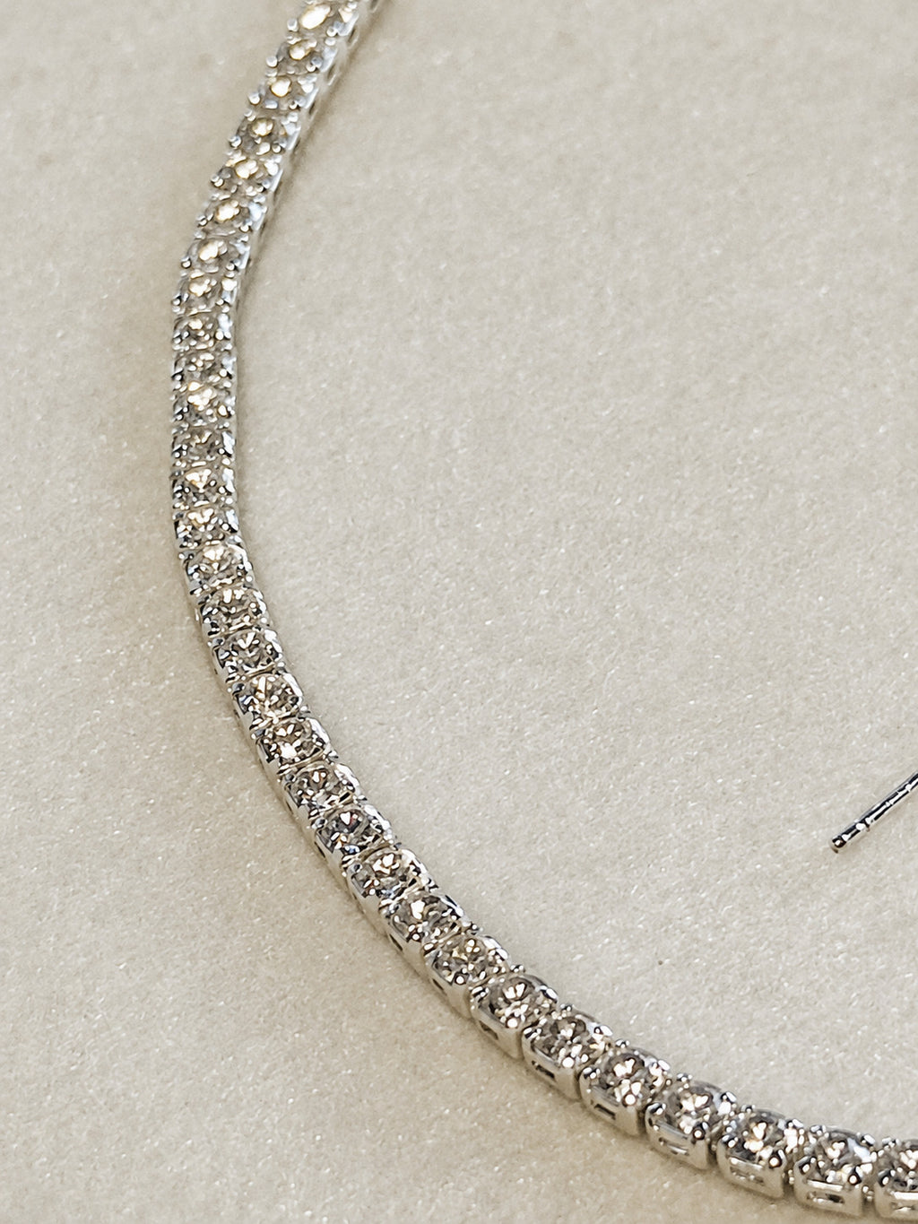 Silver Tone Clear Rhinestone Tennis Choker Necklace 13"