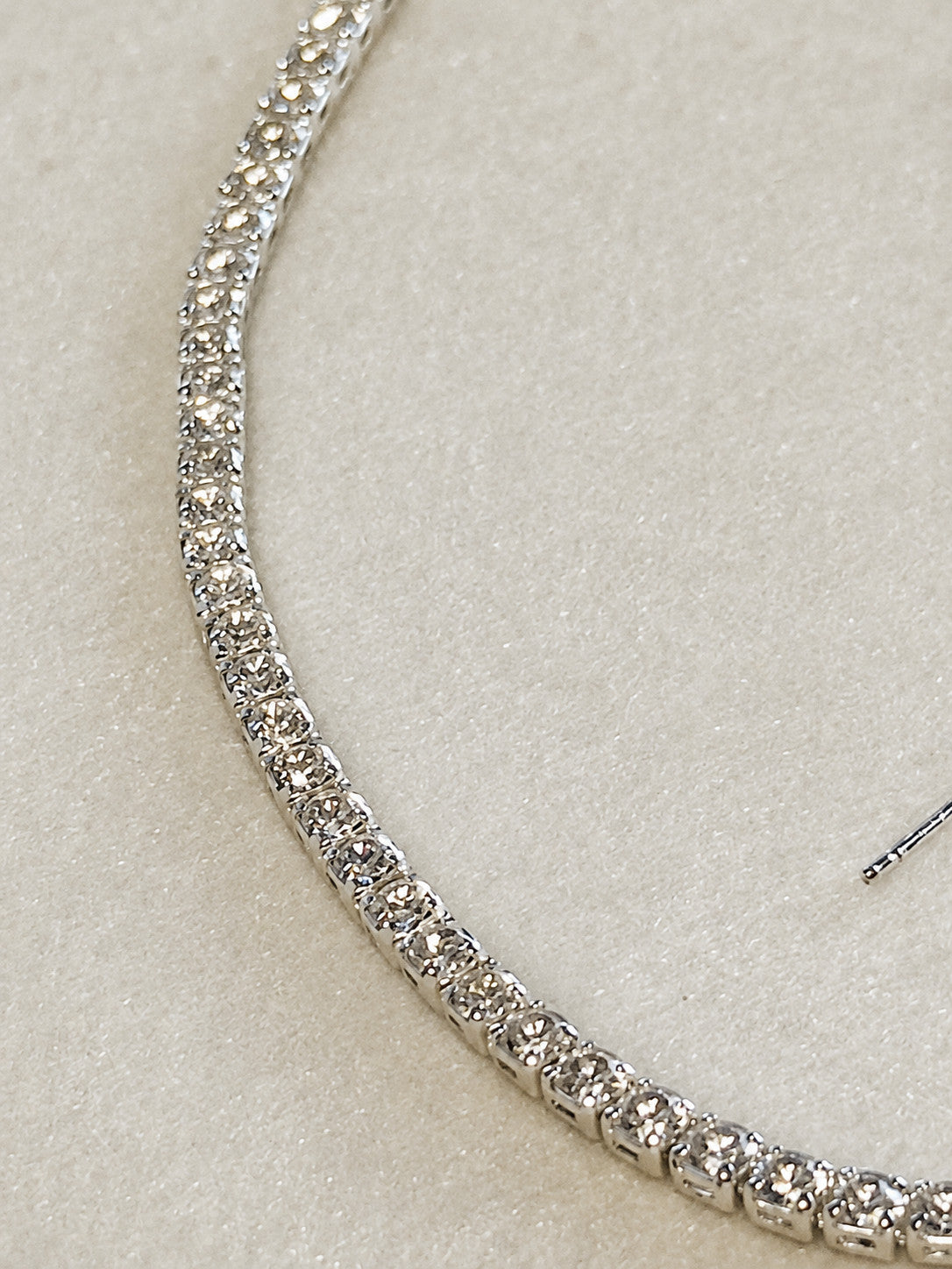 Silver Tone Clear Rhinestone Tennis Choker Necklace 13"