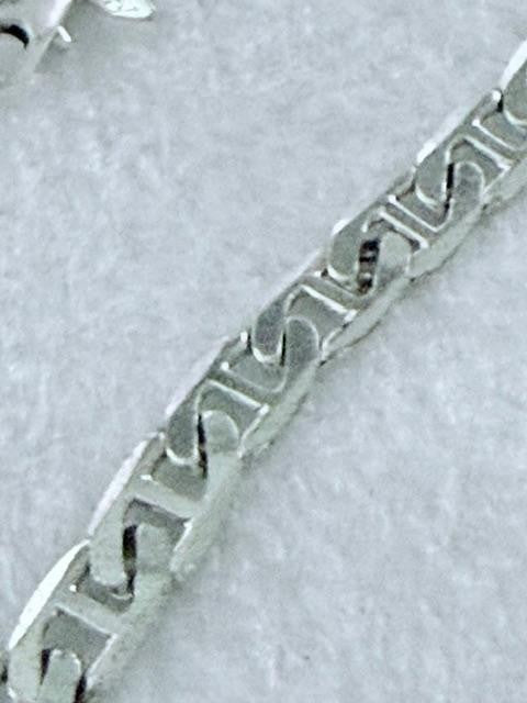 GS Signed Silver Tone Flat Geometric Link Chain Necklace 23 Inch