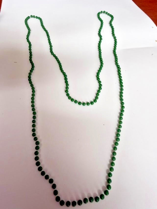 Green small Beaded Strand Necklace, Ball/Bead Chain, 22 inch