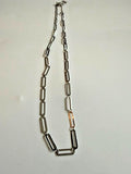 Lands’ End Silver Tone Open Rectangle Link Chain Necklace 20.5"