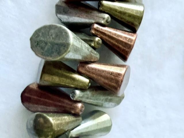 Gold Silver Tone Geometric Cone Bead Statement Necklace 18" Adjustable