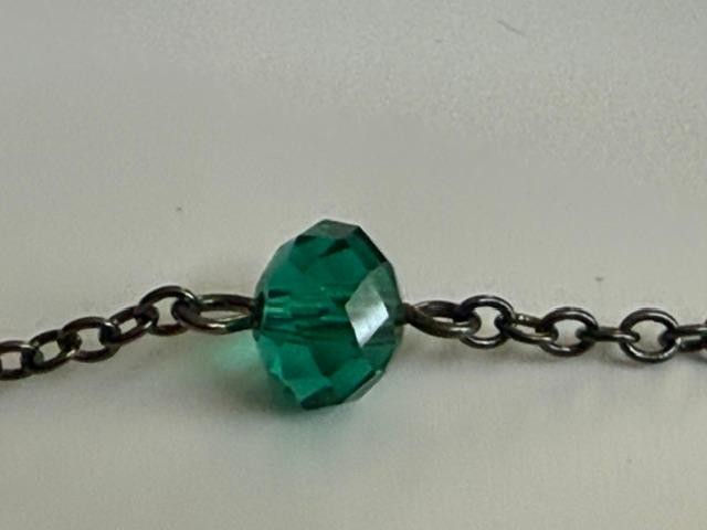 GREEN CRYSTAL NECKLACE  38" LONG