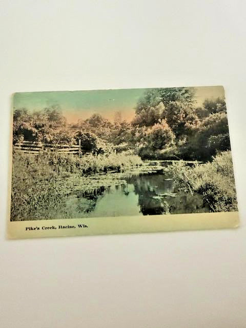 Vintage Pike’s Creek Racine Wisconsin Scenic Postcard Unposted 1920s