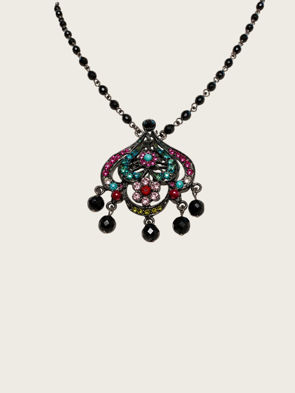 tiara misu rhinestone necklace and brooch